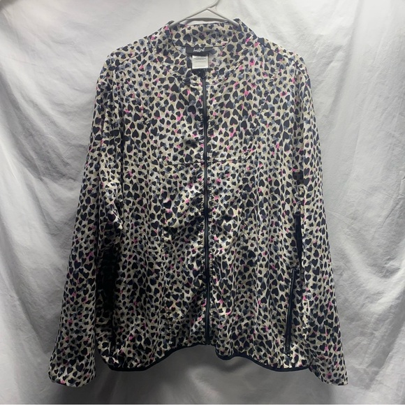 Heart Soul Zip Up Jacket Leopard Heart Print sz 3xl XXXL EUC pink black - Picture 1 of 6